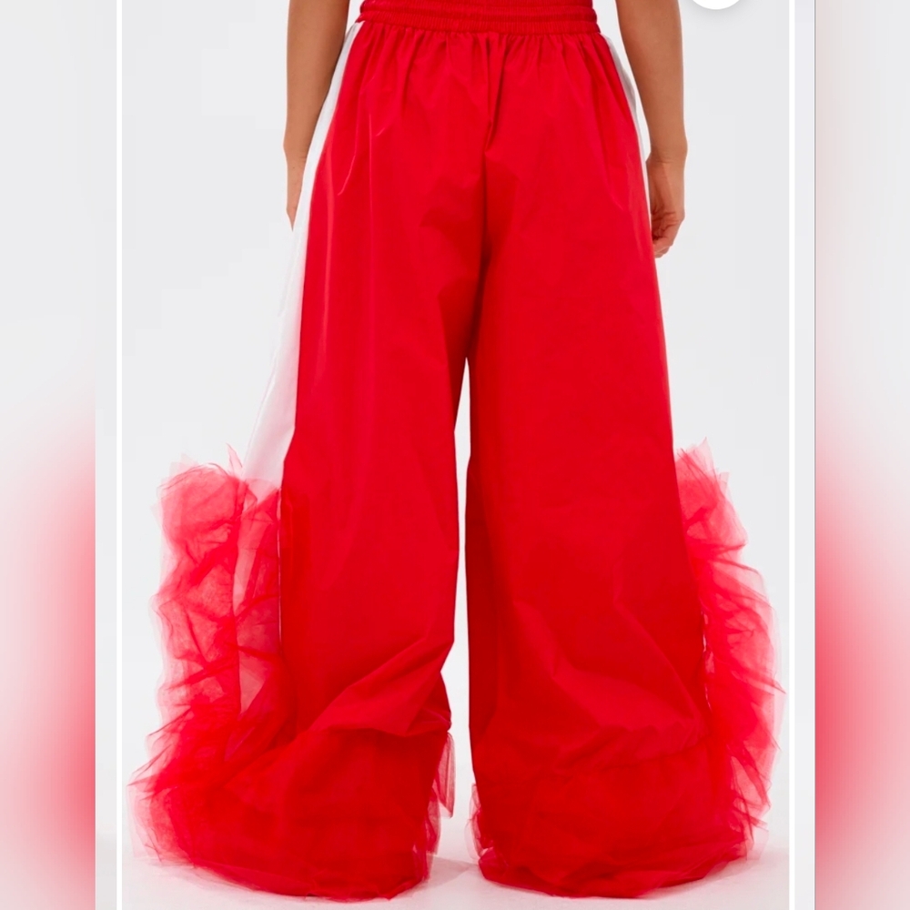 FEELING LIKE A BOSS TRACK PANT WITH TULLE TRIM IN RED - L - Picture 4 of 5